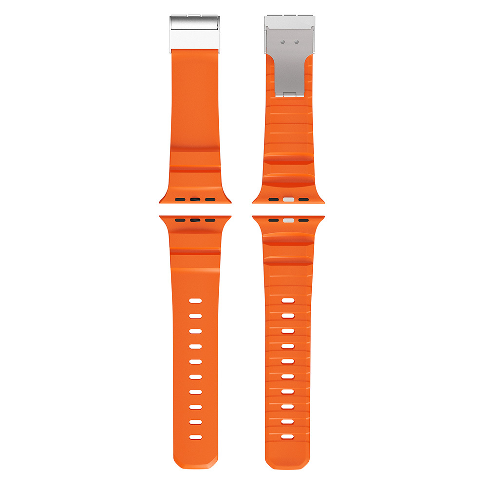 Apple Watch SE 2 (44mm) Uyumlu Metal Tokalı Silikon Kordon-145