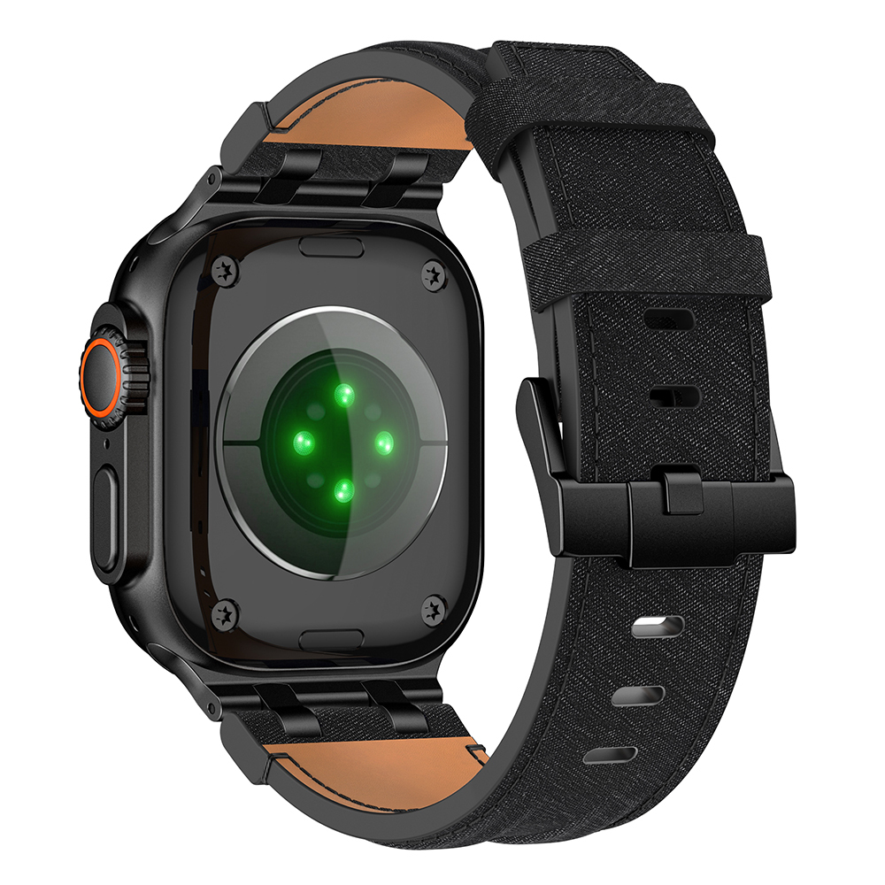 Apple Watch 8 (45mm) Uyumlu Kot Kumaş Tasarımlı Kordon-153 