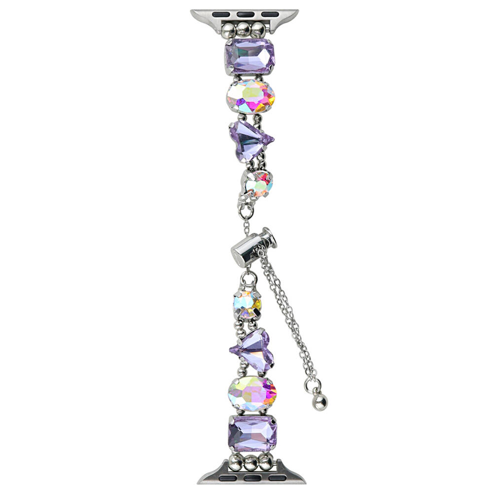 Apple Watch 11 (42mm) Uyumlu Taşlı Bileklik Görünümlü Metal Kordon-115